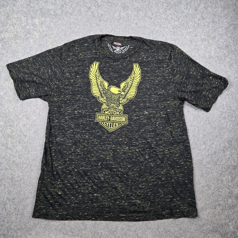 Harley Davidson Shirt Mens XL Black Yellow Flames Lightweight Motorcycle Y2k